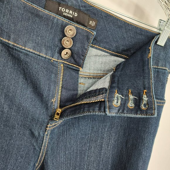 Torrid Skinny Cropped Jeggings 20 Dark Wash Cotton Stretch Denim Faux Pockets - Picture 4 of 10